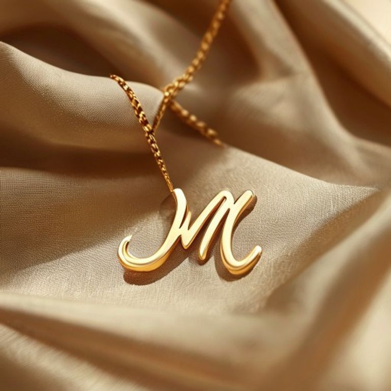 Gold script-letter initial charm with hidden spring clip
