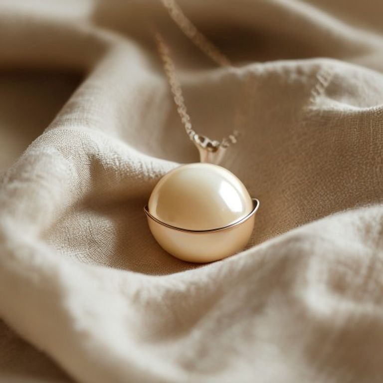 Cream shell pearl in a brushed silver cap with a hidden spring clip