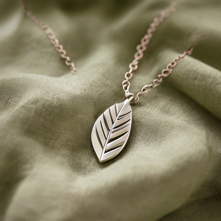 Silver olive-leaf spray pendant with hidden spring clip
